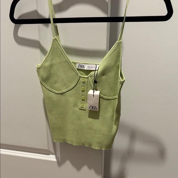 Zara Tops - Zara Women's Light Green Ribbed Camisole